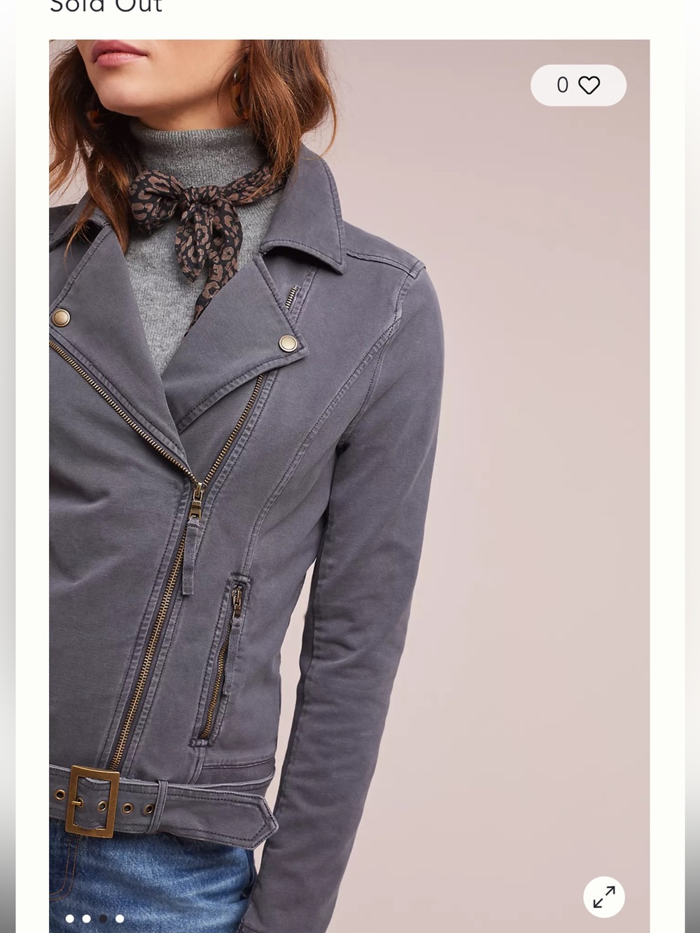 Marrakech By Anthropologie Women's Washed Gray Moto Utility Jacket with Belt Med